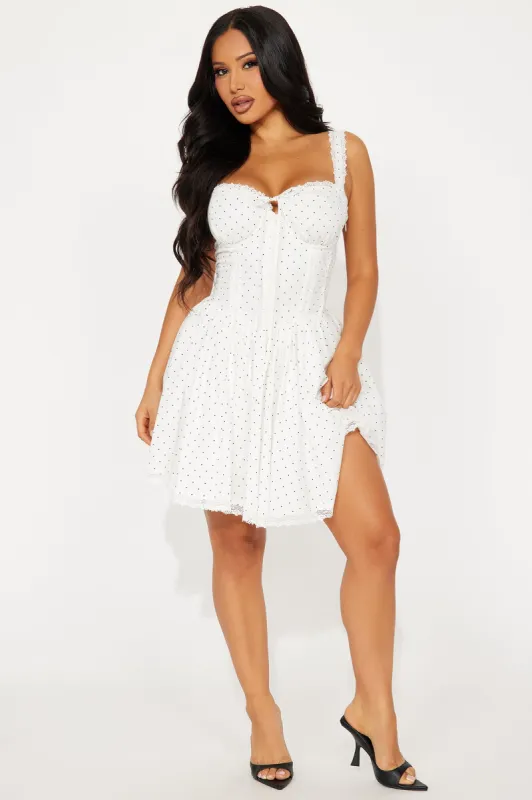 Adorable Affair Mini Dress - Ivory/combo sold by Fashion Nova