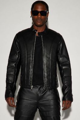 Stanton Faux Leather Moto Jacket - Black sold by Fashion Nova