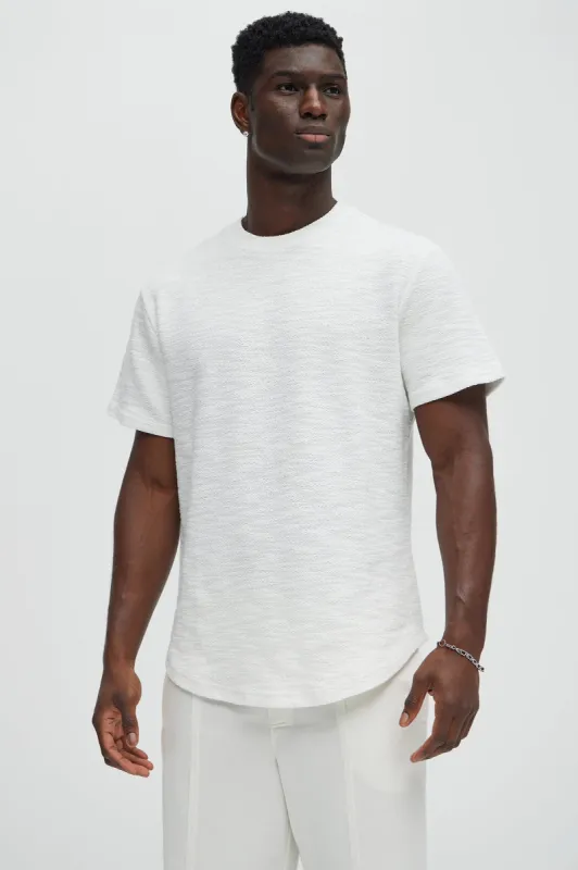 Blaine Textured Scallop Short Sleeve Tee - White sold by Fashion Nova