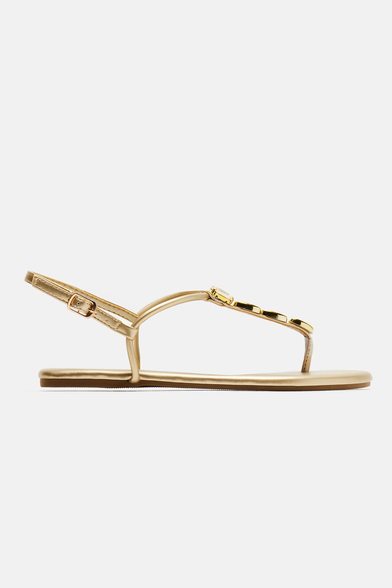 Still Your Best Shell Sandals - Gold sold by Fashion Nova