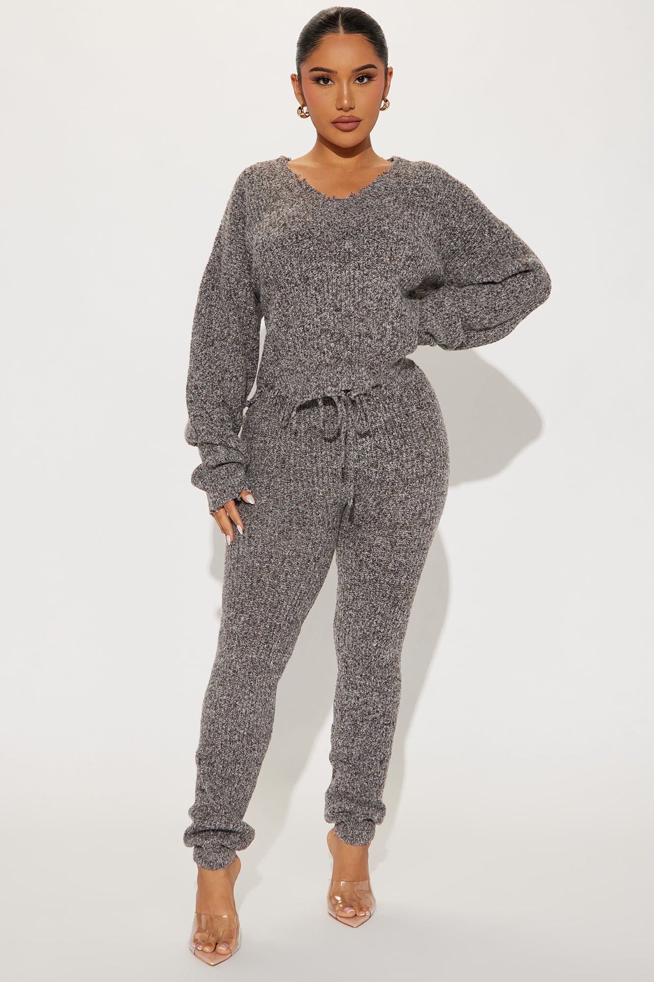 Liana Sweater Pant Set - Grey sold by Fashion Nova
