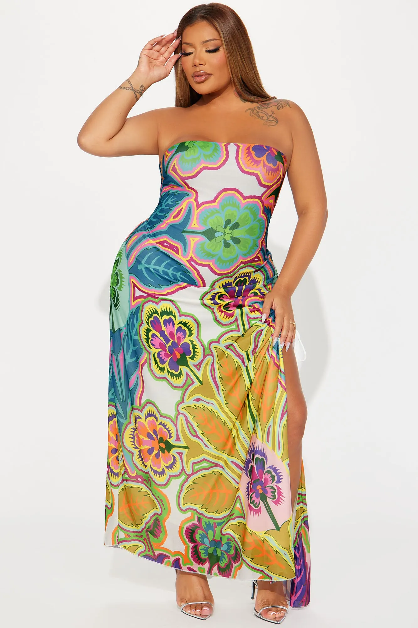 Cecilia Floral Mesh Maxi Dress - Multi Color sold by Fashion Nova product image thumbnail 4