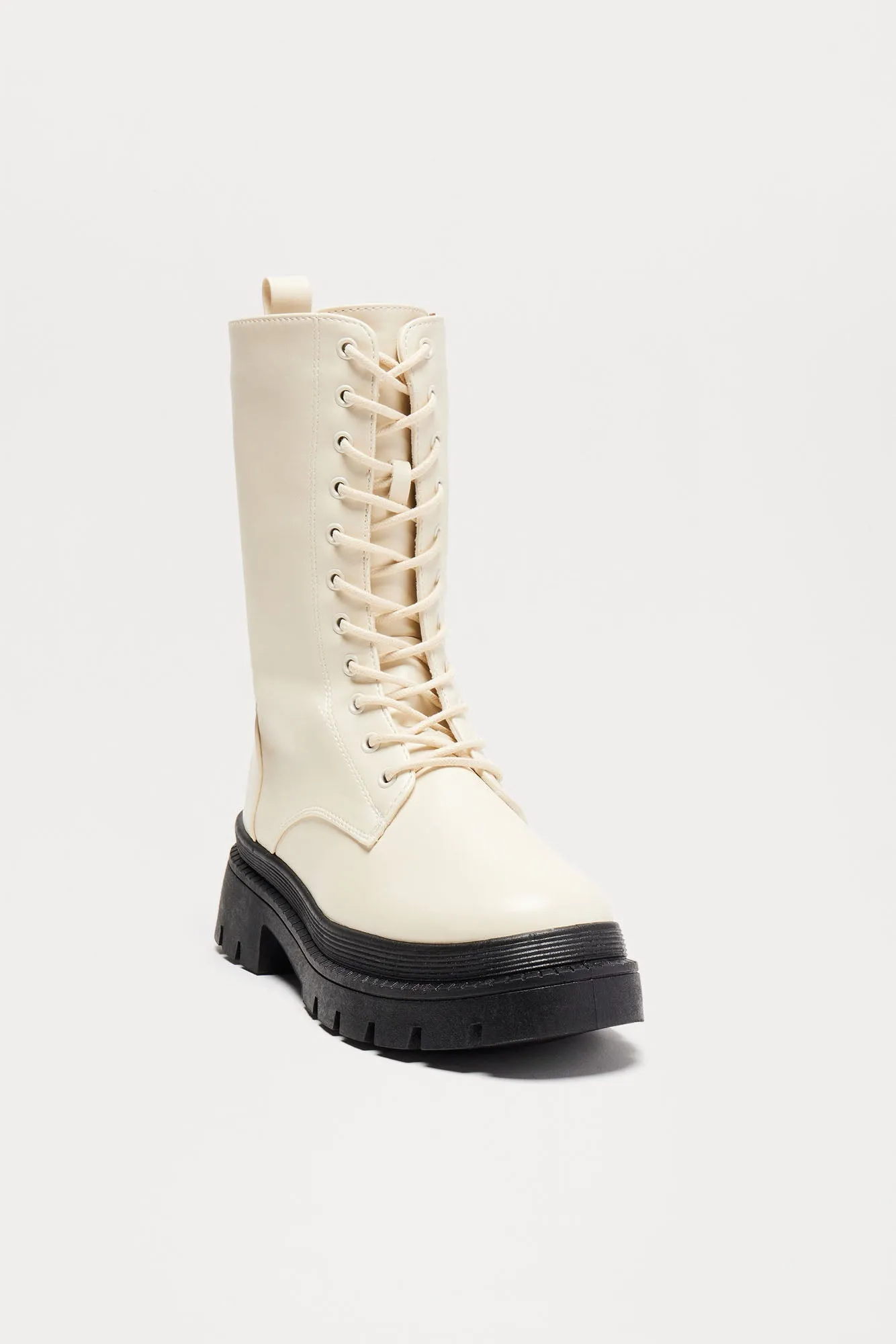 Vail Lace Up Combat Boots - Cream sold by Fashion Nova product image thumbnail 4