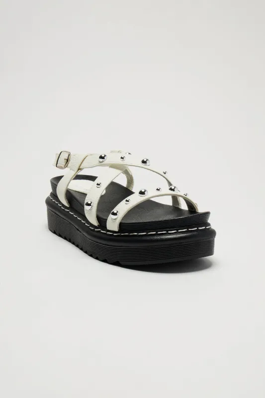 Remind Me Later Studded Sandals - White sold by Fashion Nova