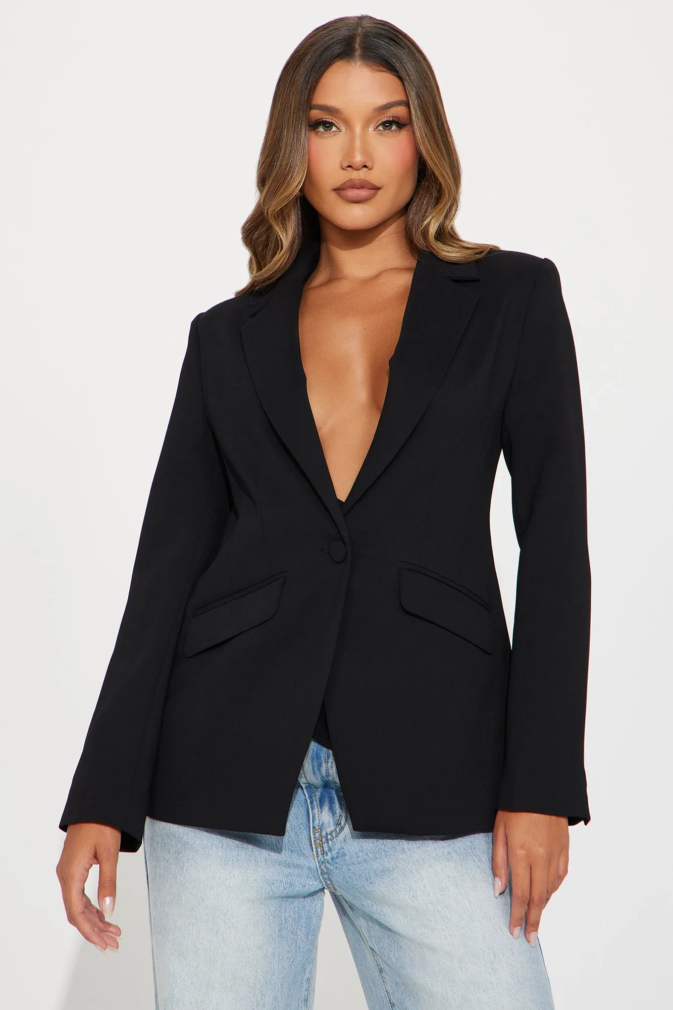 Taking Chances Blazer - Black sold by Fashion Nova