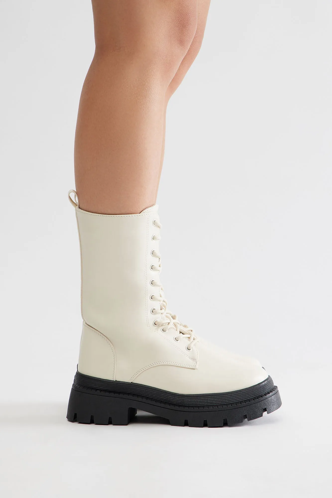 Vail Lace Up Combat Boots - Cream sold by Fashion Nova product image thumbnail 5