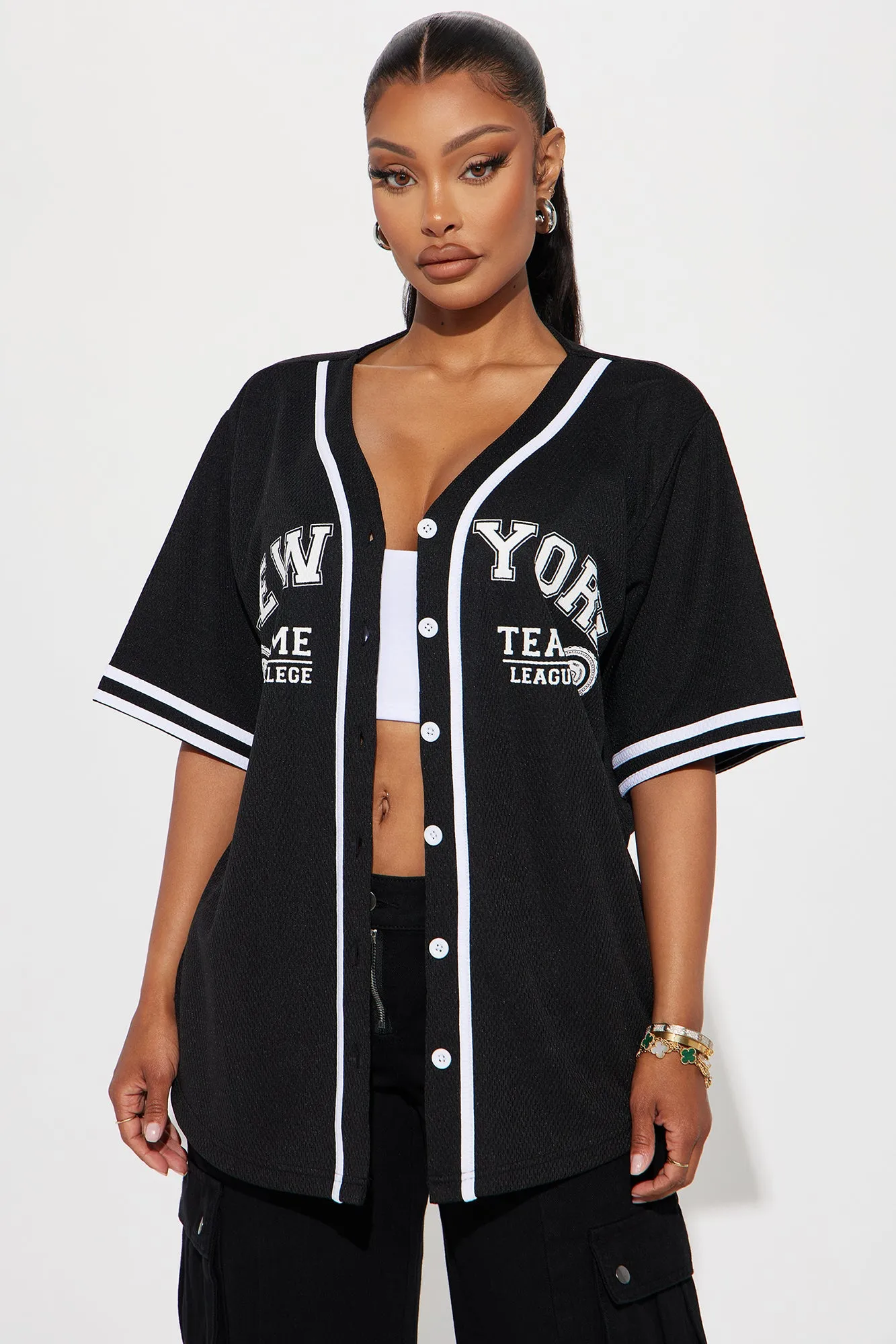 NY Home Team Jersey Tee - Black sold by Fashion Nova