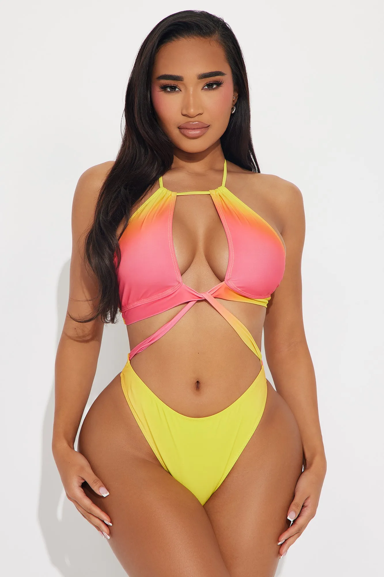 Alenia Cutout 1 Piece Monokini - Red/combo sold by Fashion Nova