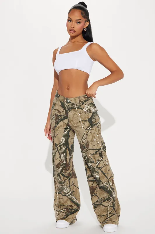 Kaitlyn Camo Cargo Pant - Khaki/combo sold by Fashion Nova