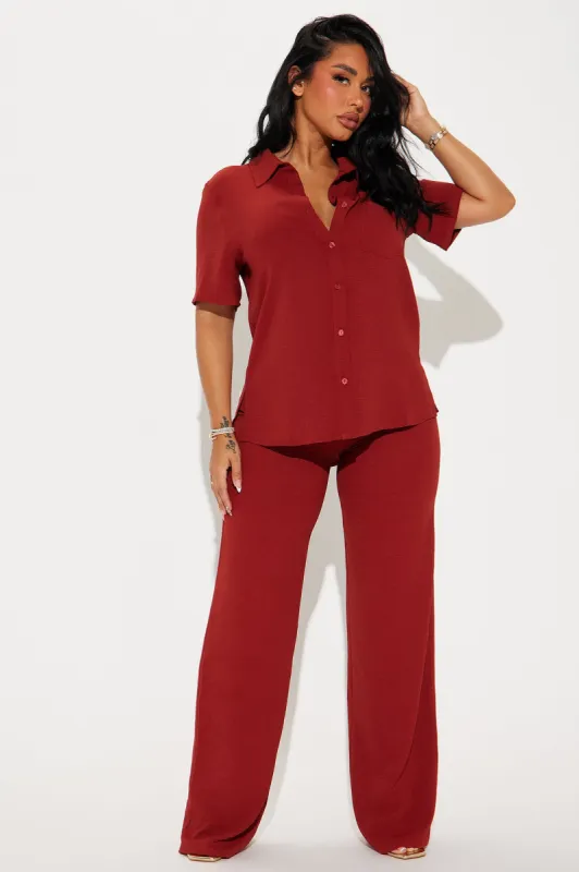 Makenzie Short Sleeve Pant Set - Rust sold by Fashion Nova