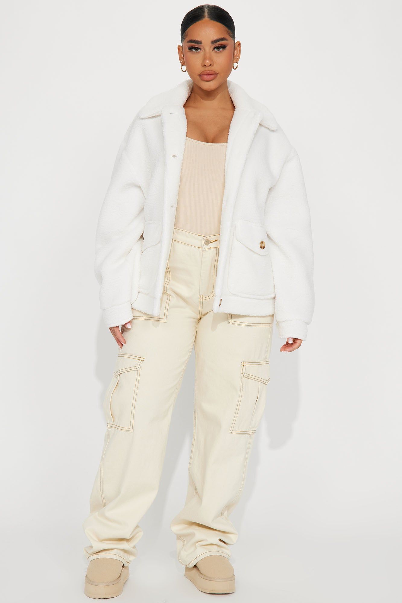 I Love Cuddles Sherpa Shacket - Ivory sold by Fashion Nova product image thumbnail 2