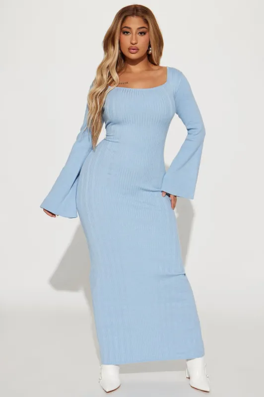 Marie Sweater Maxi Dress - Light Blue sold by Fashion Nova