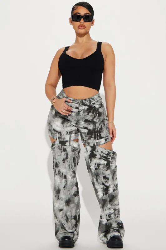 So Into You Wide Leg Cut Out Pant - Black/combo sold by Fashion Nova