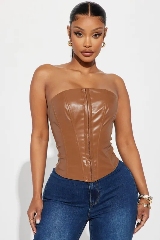 Glam Babe Corset Top - Mocha sold by Fashion Nova
