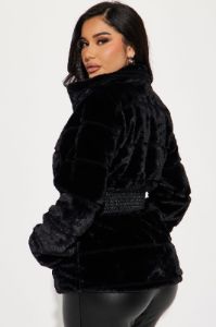 Stay Pressed Faux Fur Jack - Black sold by Fashion Nova
