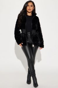 Stay Pressed Faux Fur Jack - Black sold by Fashion Nova