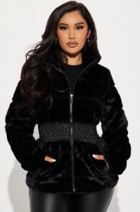 Stay Pressed Faux Fur Jack - Black sold by Fashion Nova