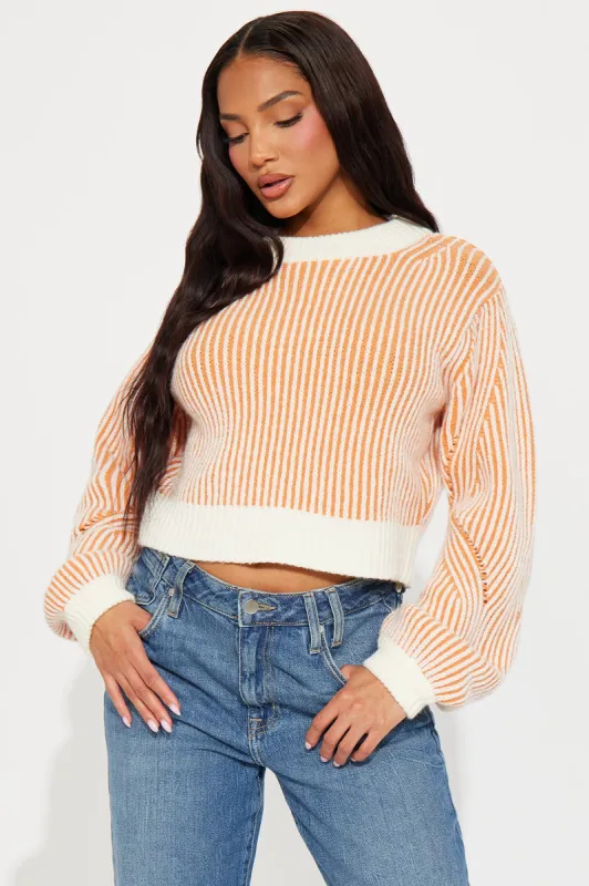 Try Harder Striped Sweater - Orange/combo sold by Fashion Nova