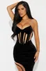 Leila Corset Velvet Maxi Dress - Black sold by Fashion Nova