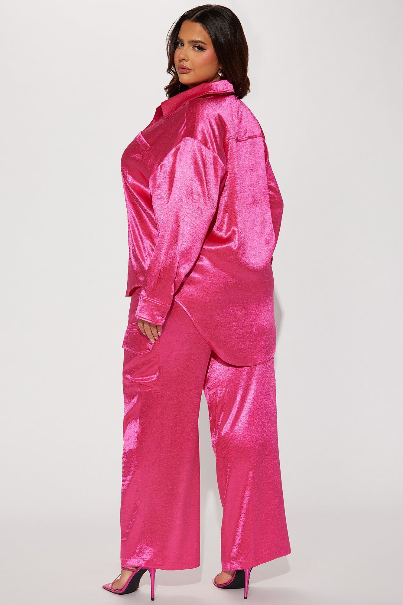 Same Girl Satin Pant Set - Fuchsia sold by Fashion Nova product image thumbnail 7