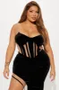 Leila Corset Velvet Maxi Dress - Black sold by Fashion Nova