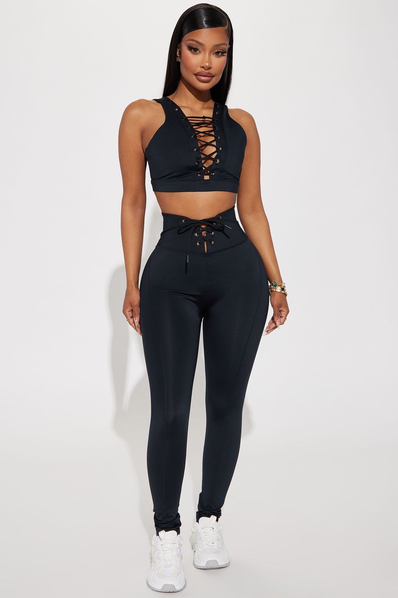 Hard Work Elevate Lace Up Active Legging - Black sold by Fashion Nova