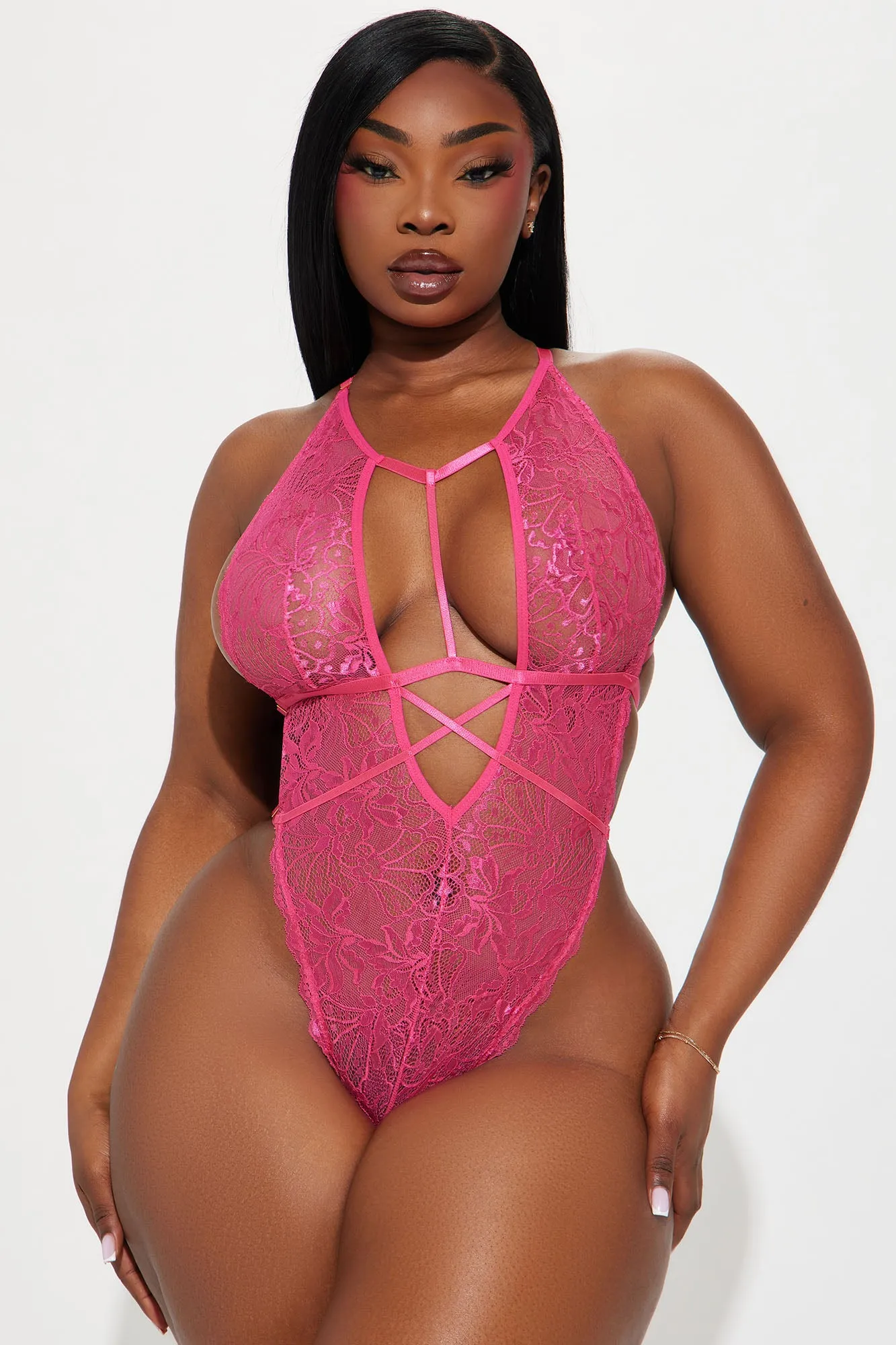 More Kisses Lace Teddy - Hot Pink sold by Fashion Nova product image thumbnail 4