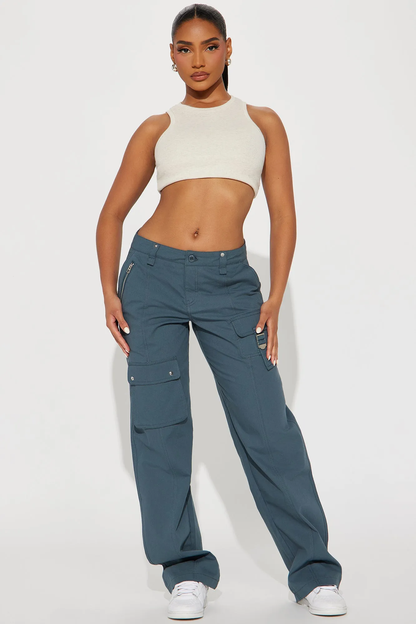 All Within Me Wide Leg Cargo Pant - Slate Blue sold by Fashion Nova