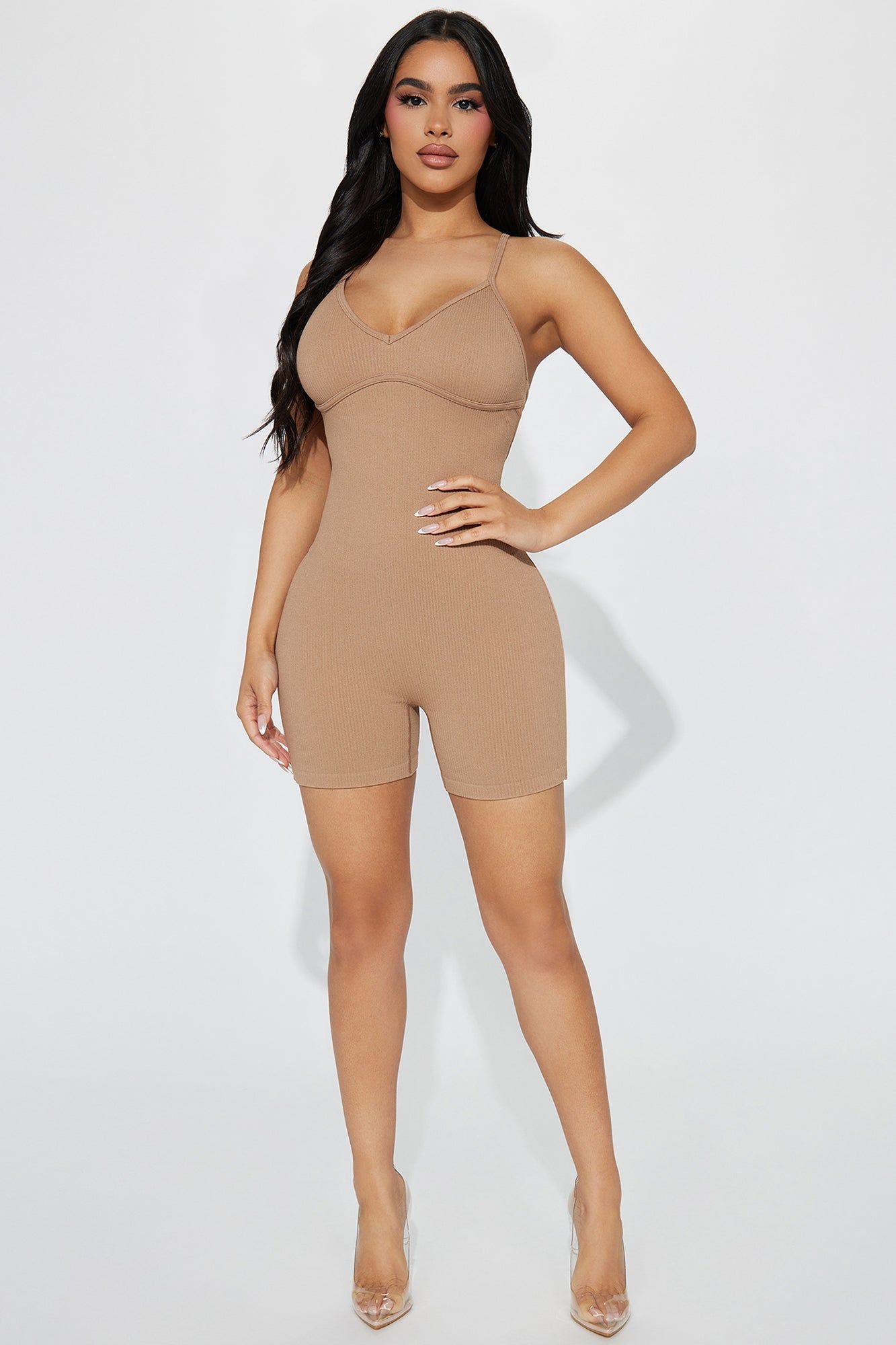 Chealsea Seamless Romper - Taupe sold by Fashion Nova