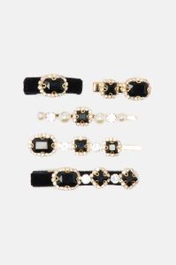 Pretty Please 5 Piece Hair Clip Set - Black sold by Fashion Nova