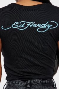 Love Kills Ed Hardy Crop Top - Black sold by Fashion Nova