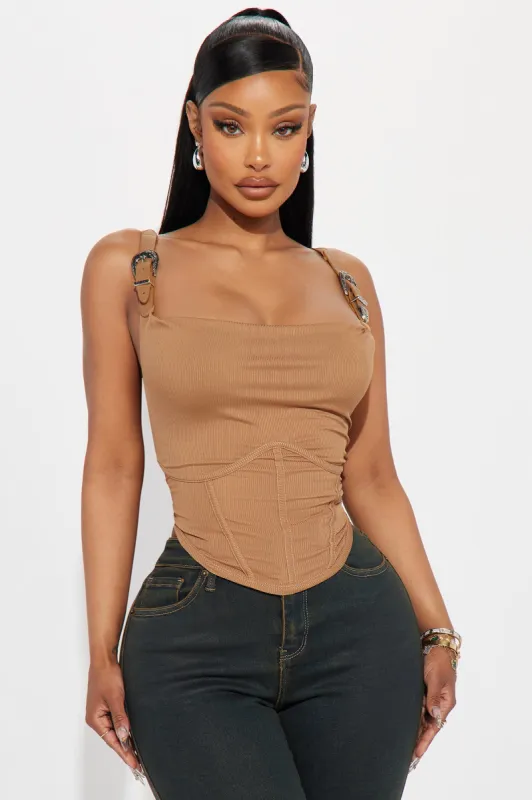 Devyn Buckle Corset - Brown sold by Fashion Nova