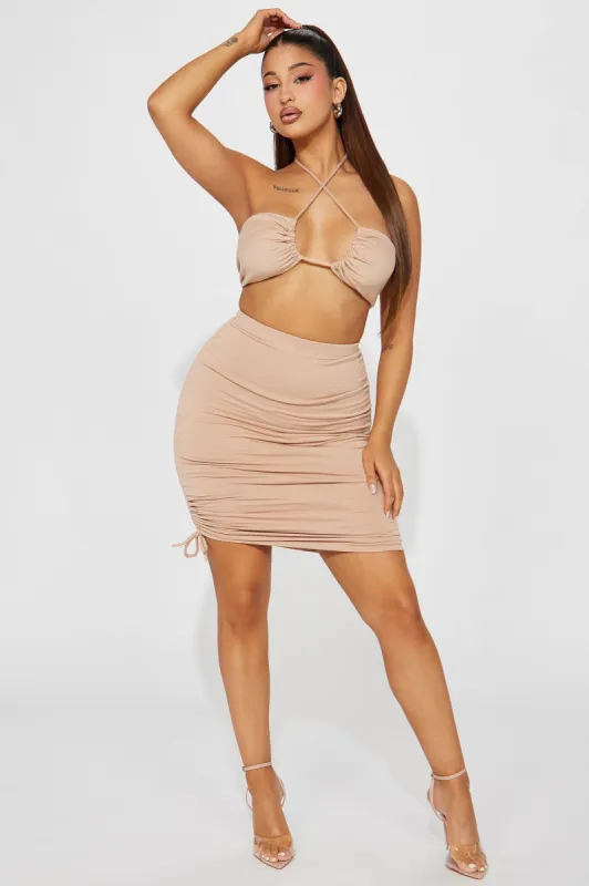 Hooked On Your Vibe Skirt Set - Taupe sold by Fashion Nova