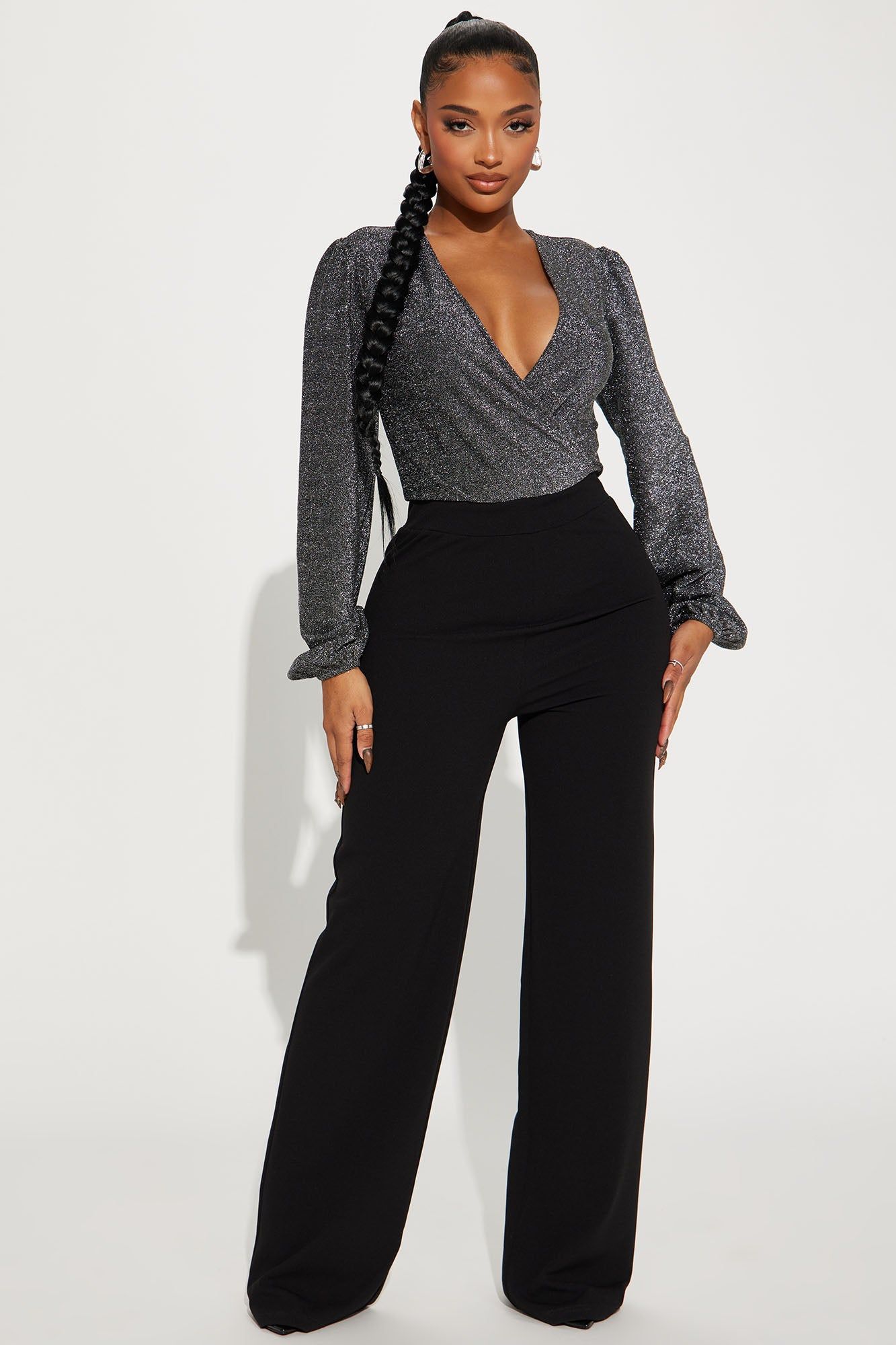 Divine Woman Jumpsuit - Silver/Black sold by Fashion Nova