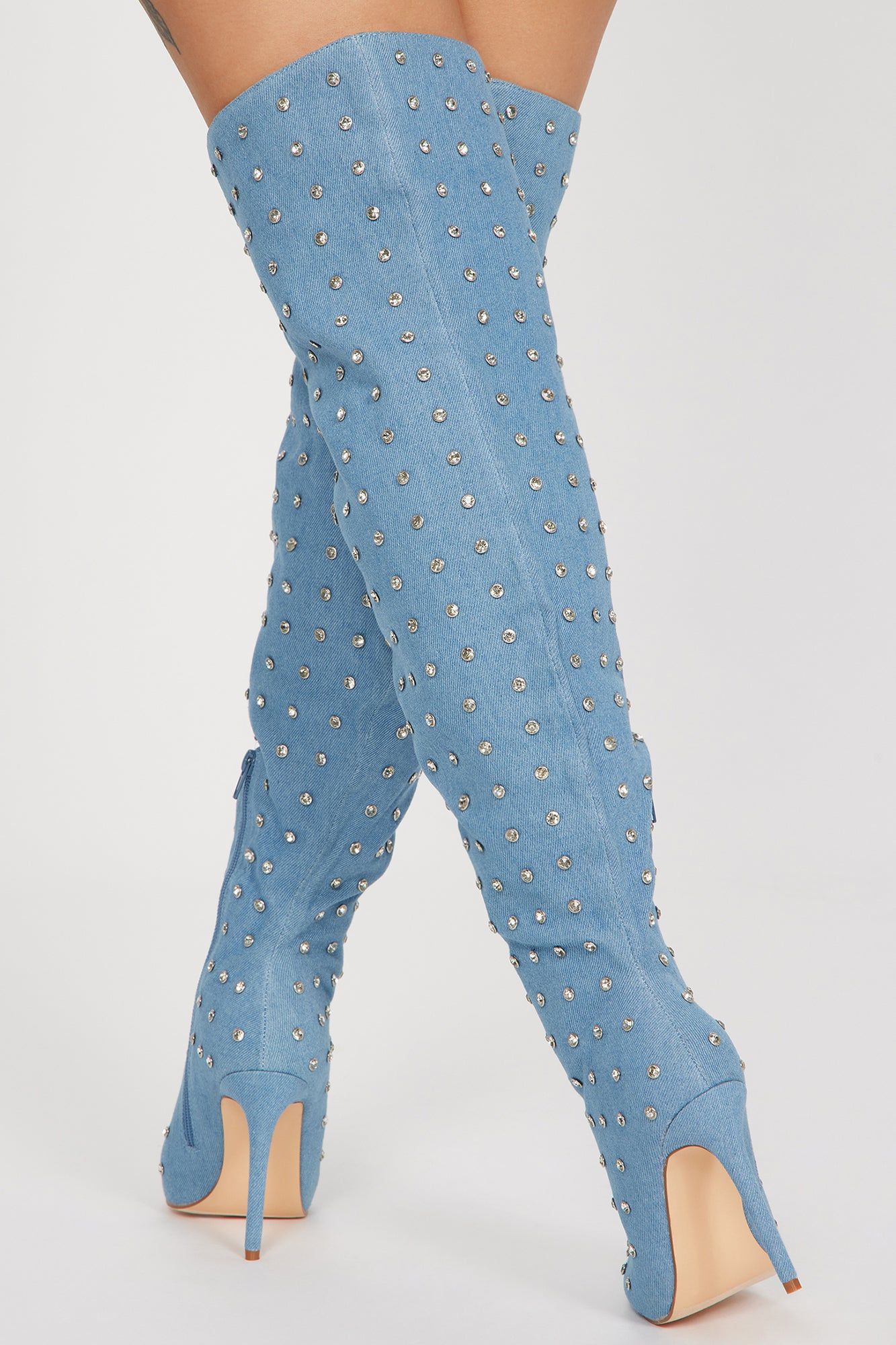 Let's Mingle Over The Knee Heeled Boots - Denim sold by Fashion Nova product image thumbnail 4