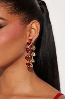 Love All Of You Earrings - Gold/Red sold by Fashion Nova