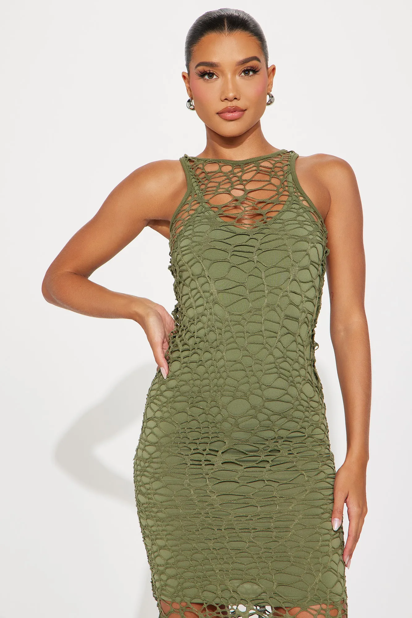 Callie Crochet Maxi Dress - Olive sold by Fashion Nova product image thumbnail 2