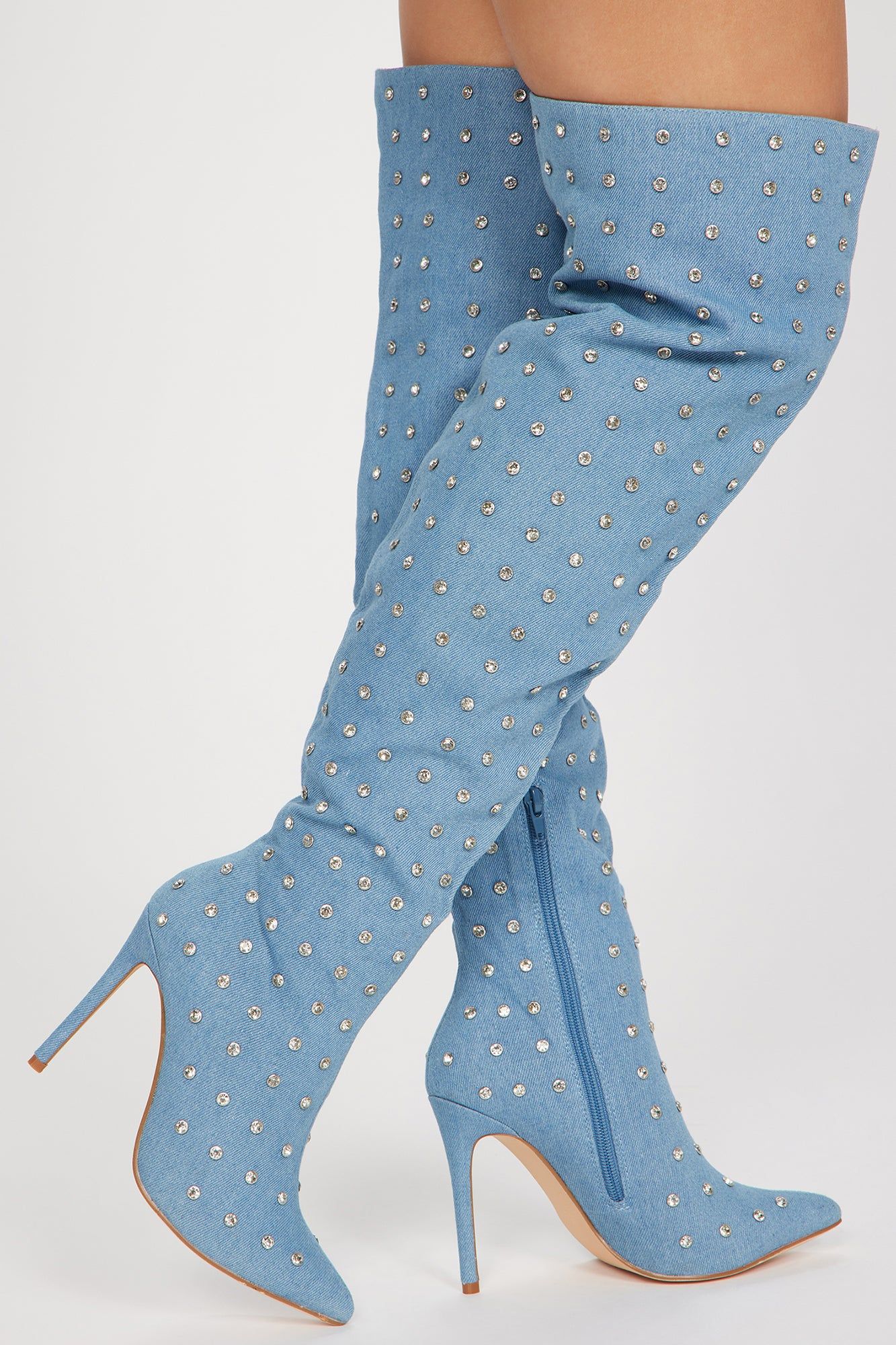 Let's Mingle Over The Knee Heeled Boots - Denim sold by Fashion Nova product image thumbnail 3