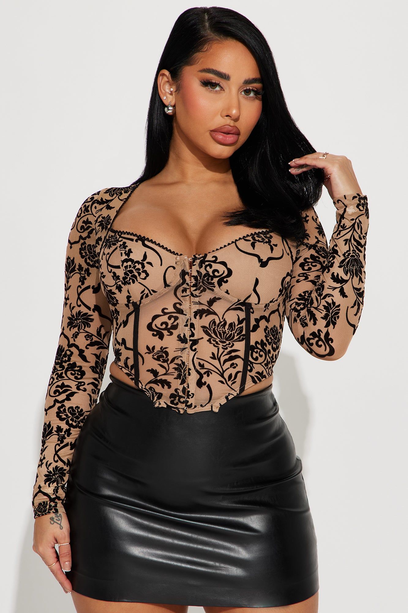 Genesis Mesh Corset - Taupe sold by Fashion Nova