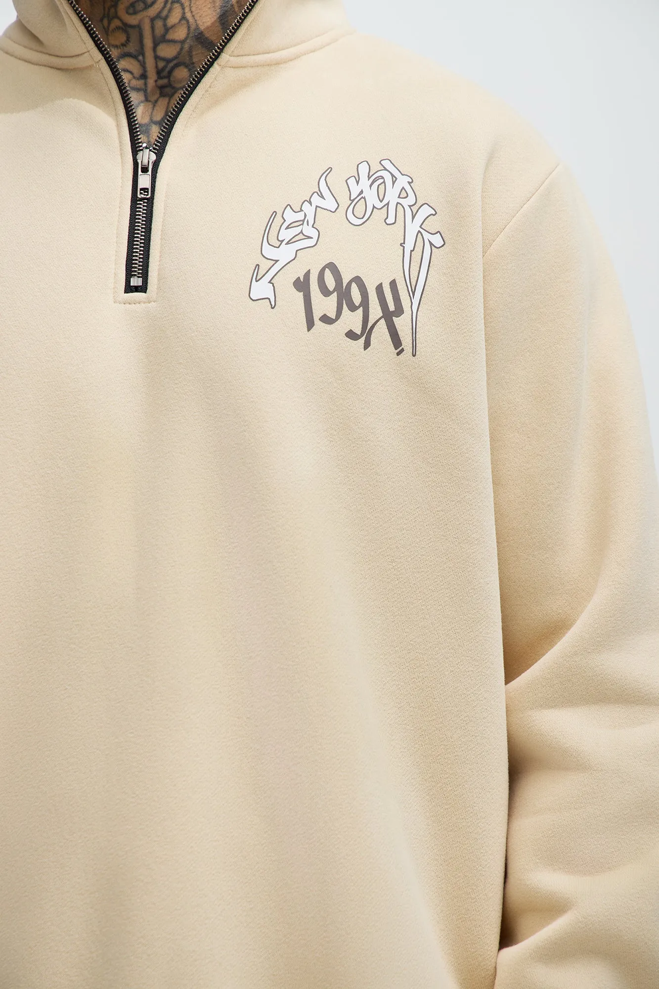 NYC 199X Quarter Zip Sweatshirt - Tan sold by Fashion Nova product image thumbnail 3