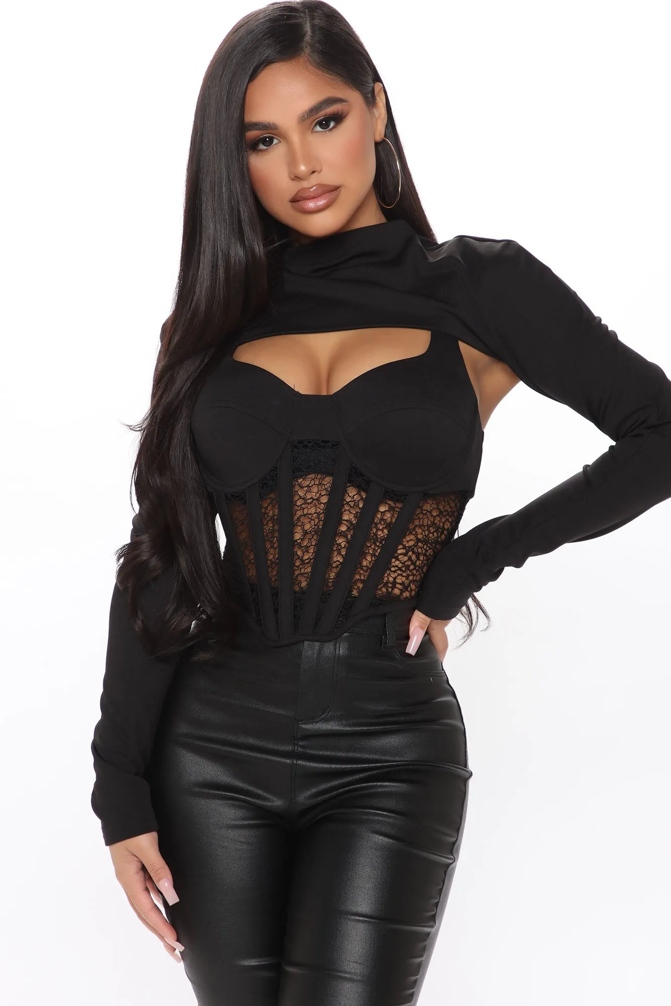 Showin' Up 2 Piece Corset Top - Black sold by Fashion Nova
