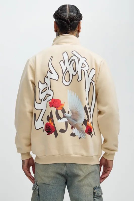 NYC 199X Quarter Zip Sweatshirt - Tan sold by Fashion Nova