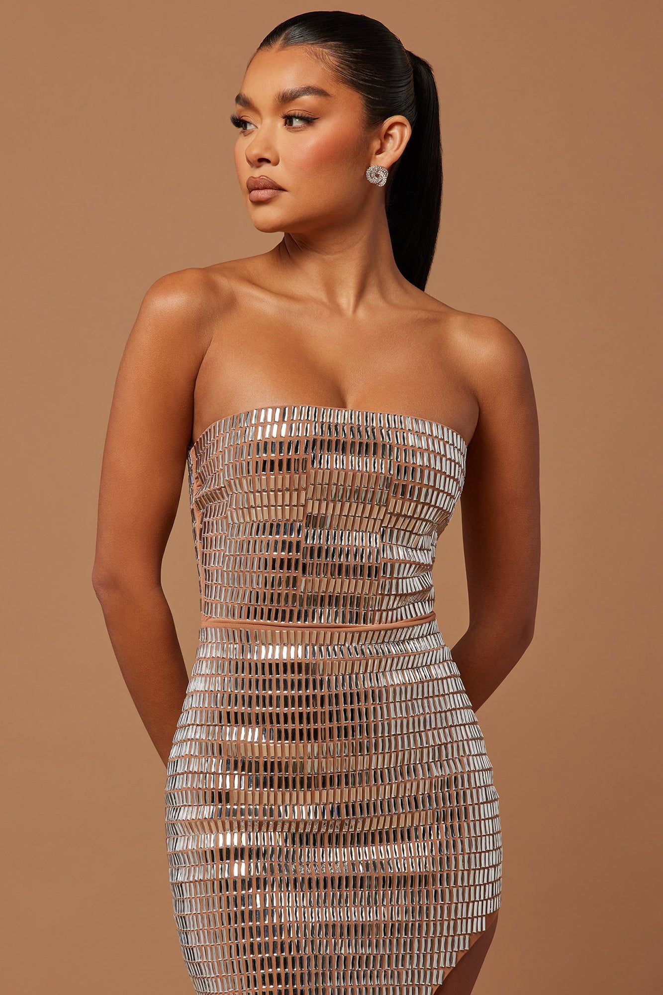Kelly Embellished Midi Dress - Nude/combo sold by Fashion Nova product image thumbnail 2