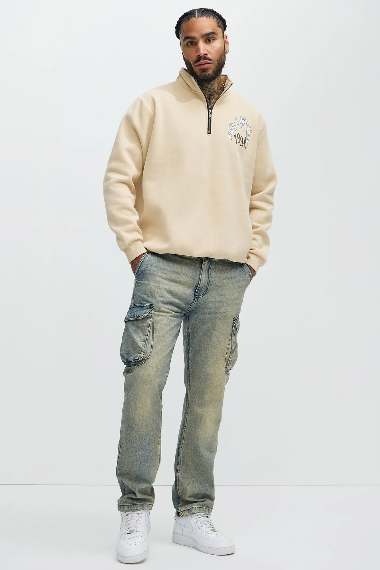 NYC 199X Quarter Zip Sweatshirt - Tan sold by Fashion Nova product image thumbnail 2