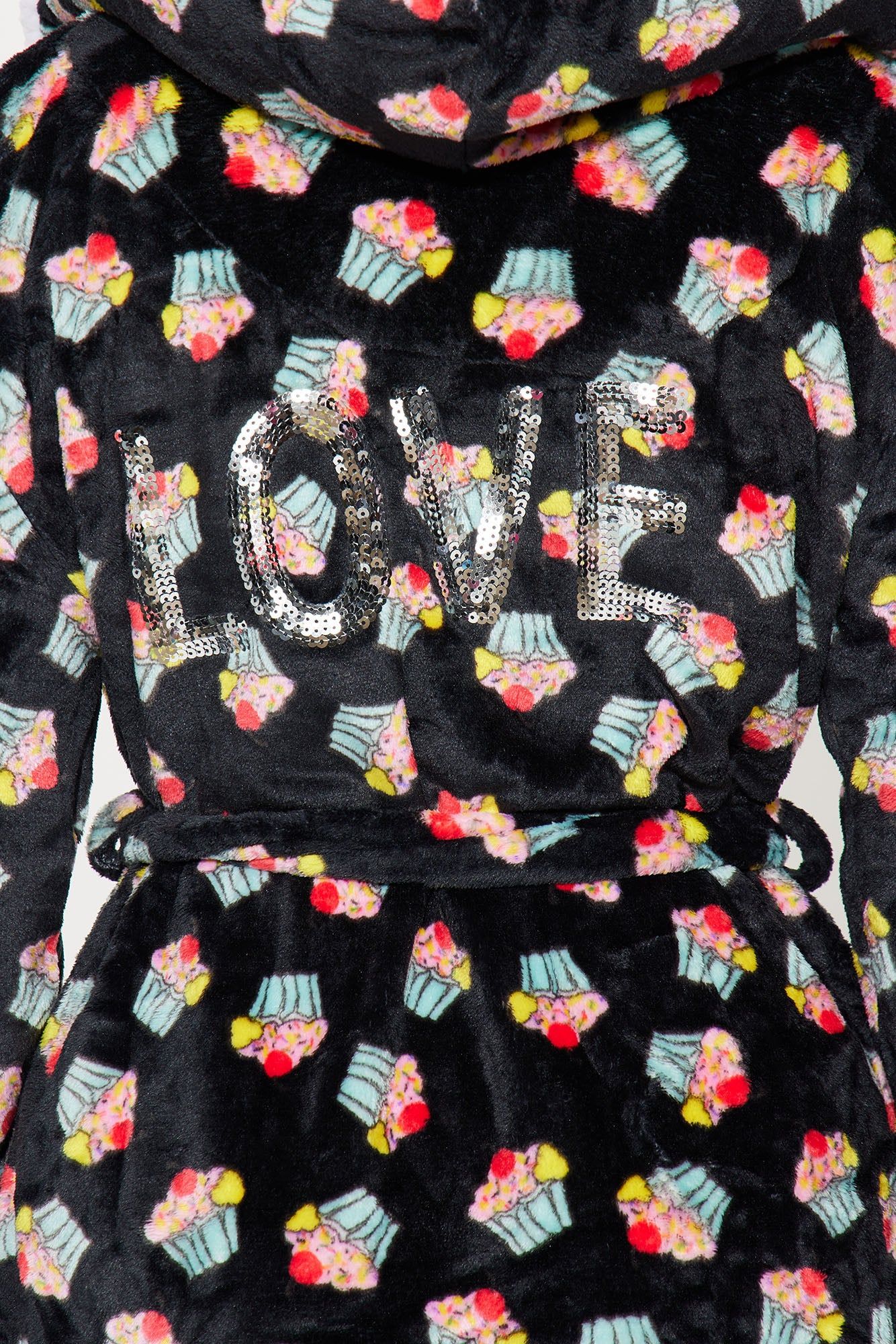 Cupcake Cutie Plush PJ Robe - Black/combo sold by Fashion Nova product image thumbnail 4