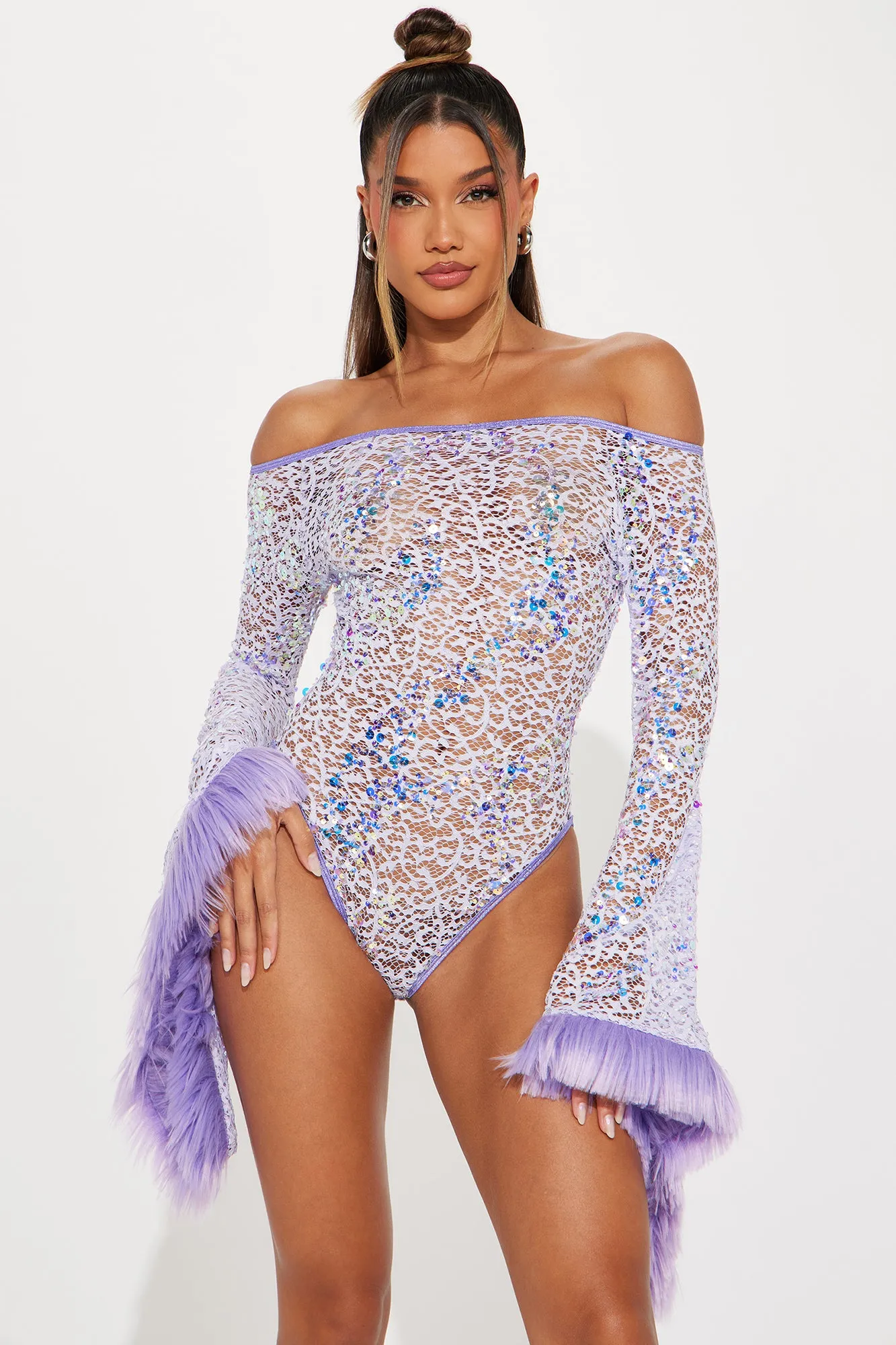 Dancing Queen Sequins Dance Bodysuit - Lavender sold by Fashion Nova product image thumbnail 2