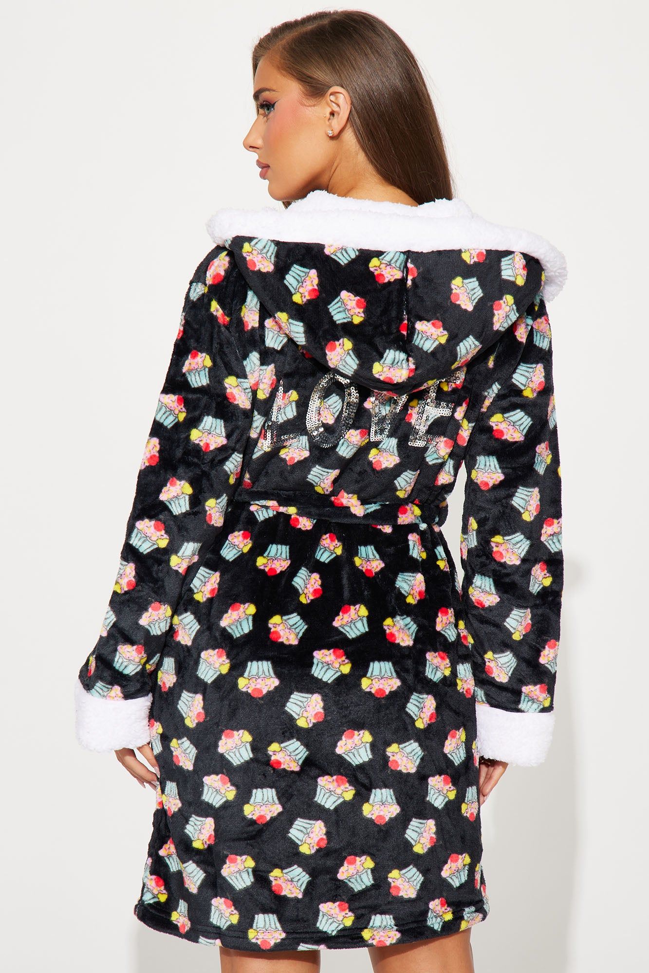 Cupcake Cutie Plush PJ Robe - Black/combo sold by Fashion Nova product image thumbnail 3