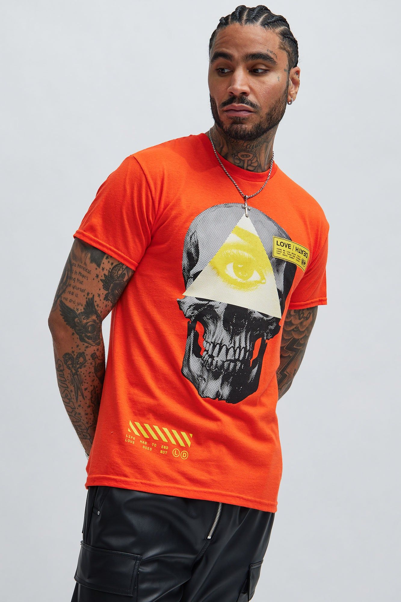Love And Death Label Short Sleeve Tee - Orange sold by Fashion Nova