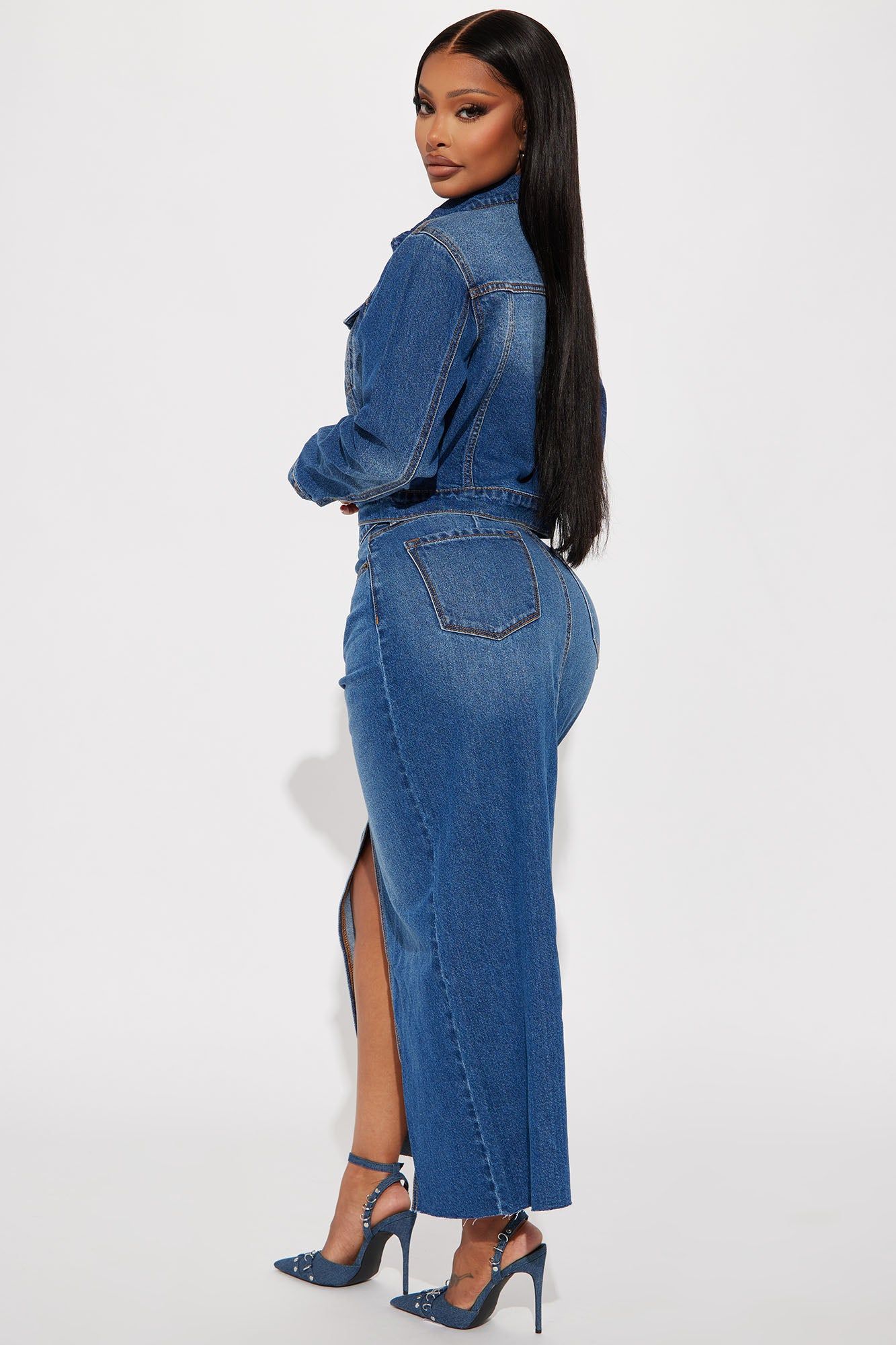 Bailey Denim Maxi Skirt Set - Medium Wash sold by Fashion Nova product image thumbnail 3