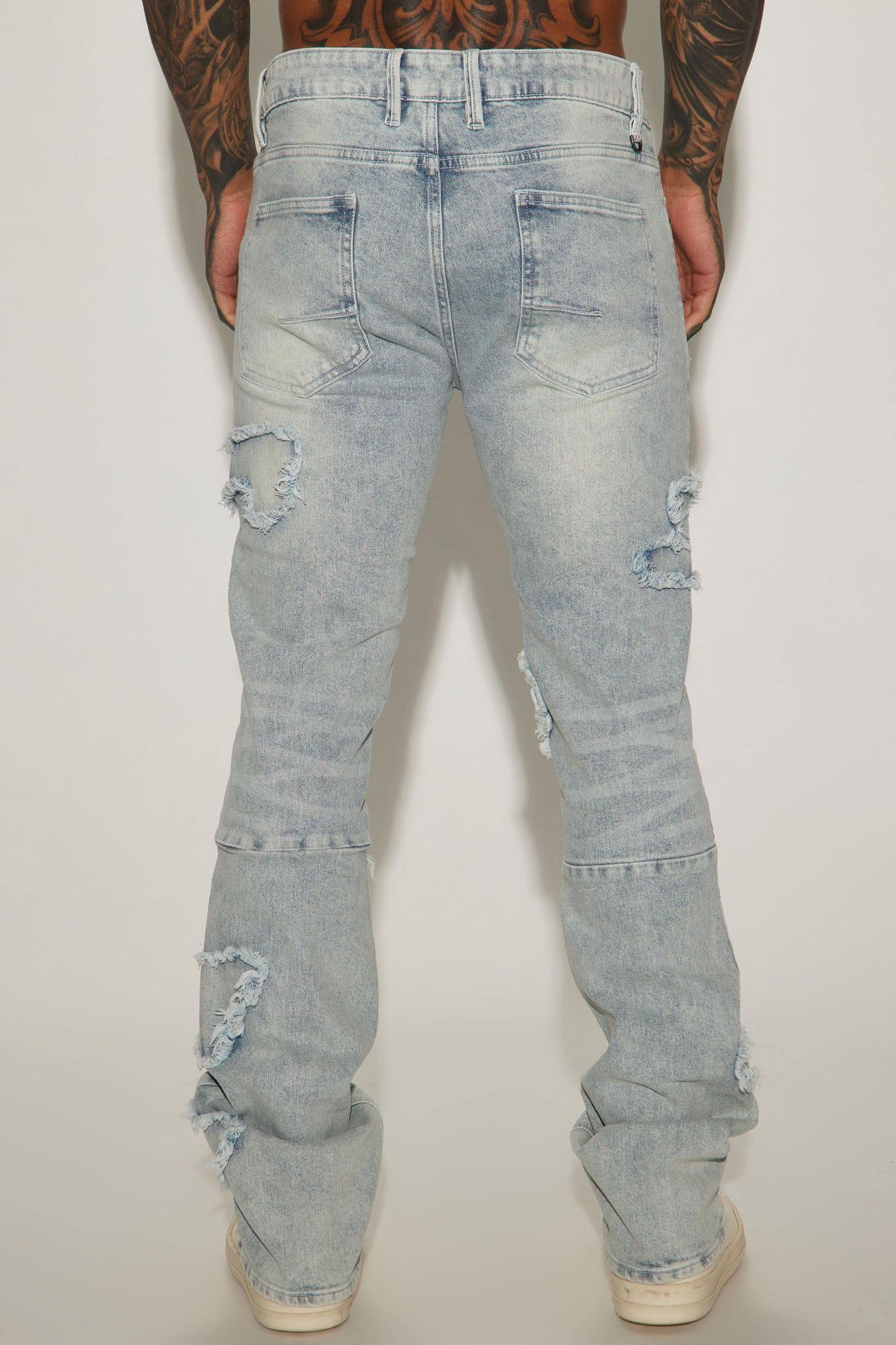 Shape It Fray Stacked Skinny Flare Jeans - Light Blue Wash sold by Fashion Nova product image thumbnail 4